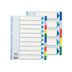 Separadores esselte din a4 polipropileno 10 posiciones multitaladro con cartulina indice color