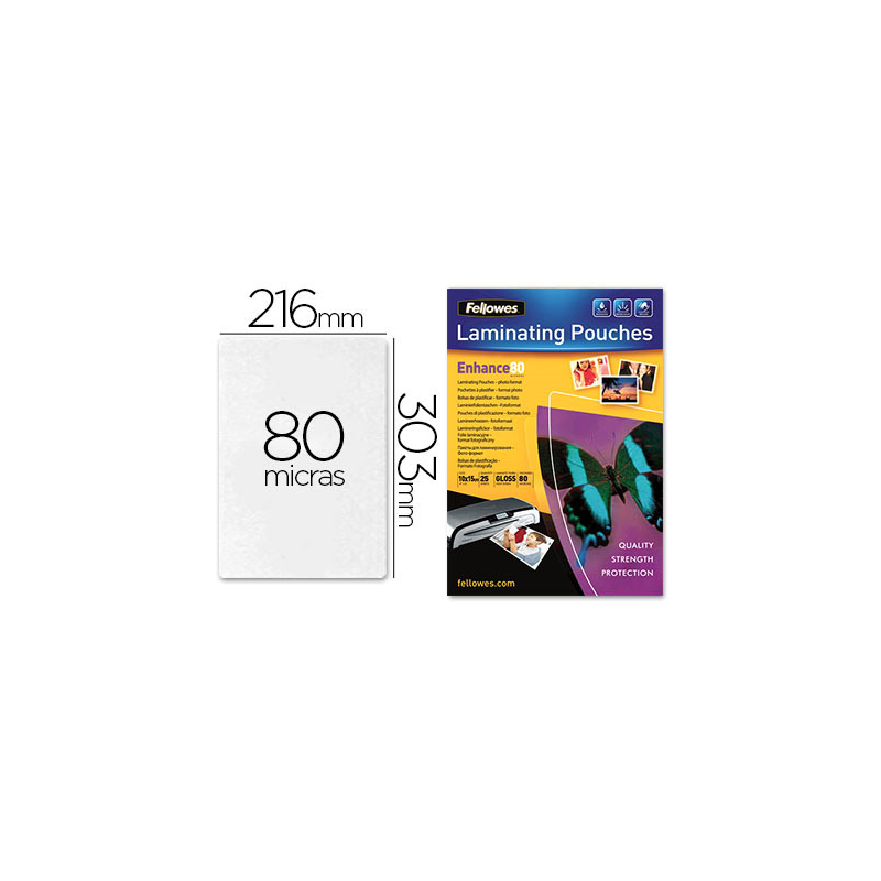Bolsa de plastificar fellowes brillo din a4 80 mc pack 25 unidades