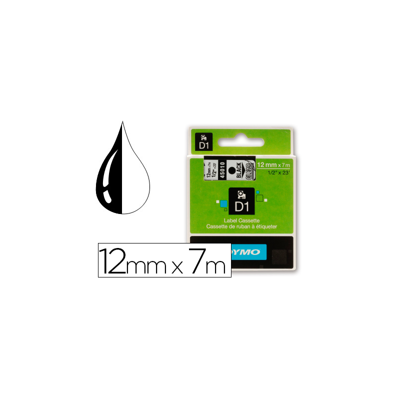 Cinta dymo negro transparente 12mm x7 mt d1