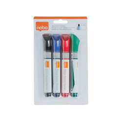 Rotulador nobo para pizarra cristal bolsa de 4 unidades colores surtidos