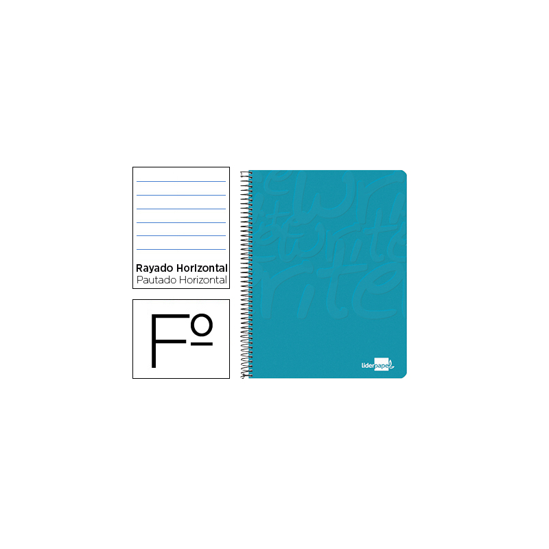 Cuaderno espiral liderpapel folio write tapa blanda 80h 60gr horizontal con margen color turquesa