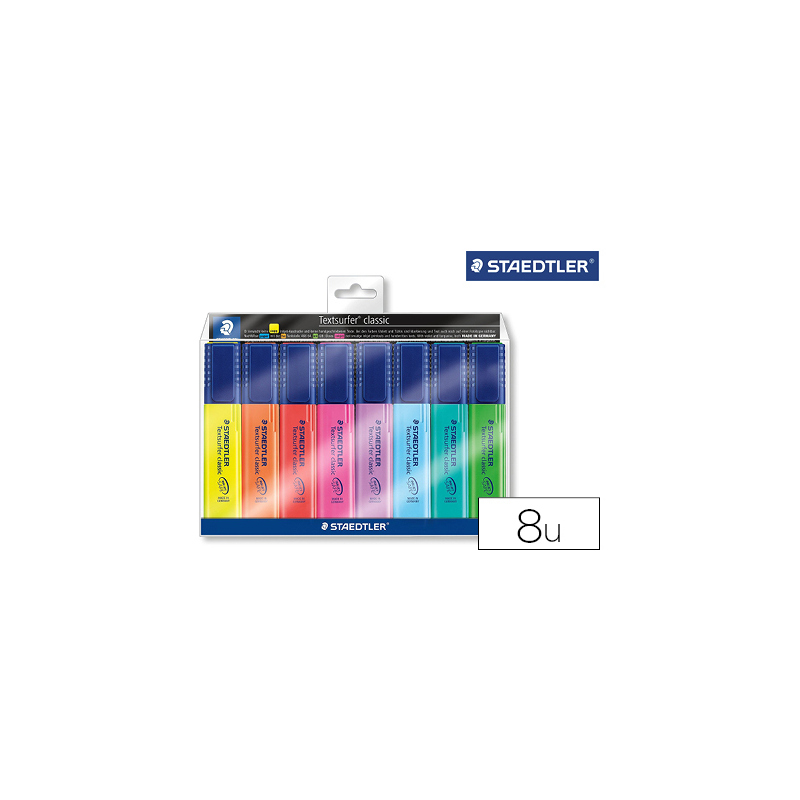 Rotulador staedtler textsurfer 364 fluorescente bolsa de 6 unidades colores surtidos + 2 regalo