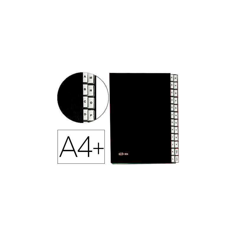 Carpeta clasificadora fuelle pardo carton compacto folio 24 departamentos visor doble personalizables color negro