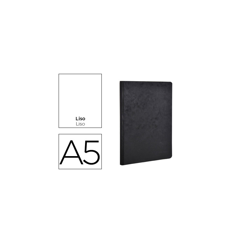Libreta age-bag tapa cartulina lomo cosido liso 96 hojas color negro 148x210 mm
