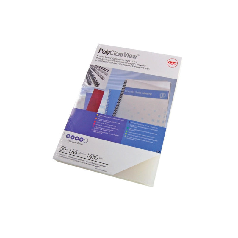 Tapa de encuadernacion gbc din a4 polipropileno polycovers translucida 350 mc brillo/mate caja de 100