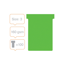 Ficha t para plannings nobo indice 3 cartulina 170 gr color verde pack de 100 unidades