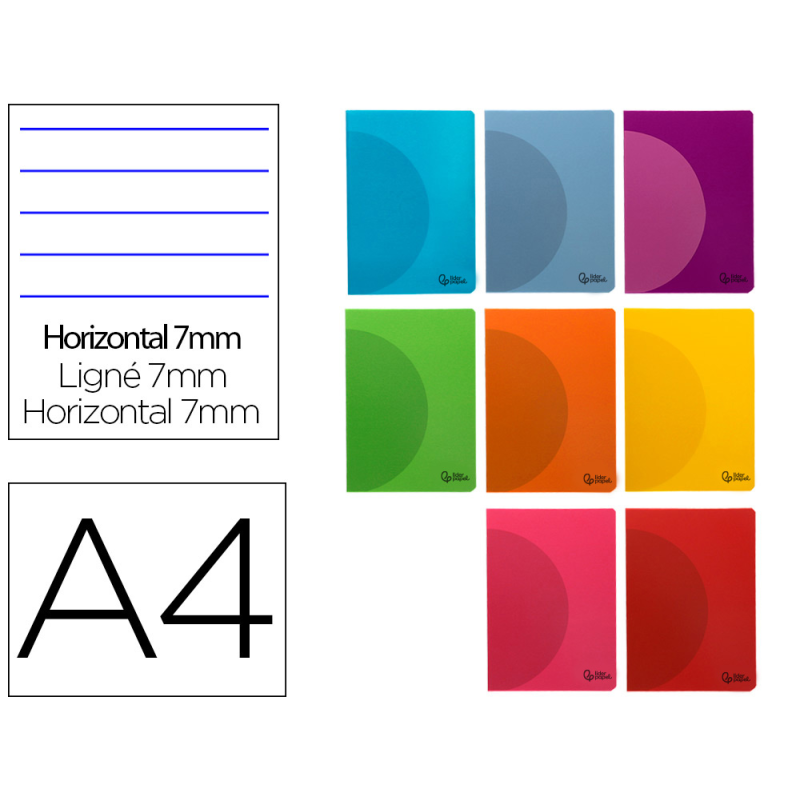 Libreta liderpapel 360 tapa de plastico a4 48 hojas 90gr horizontal con doble margen colores surtidos
