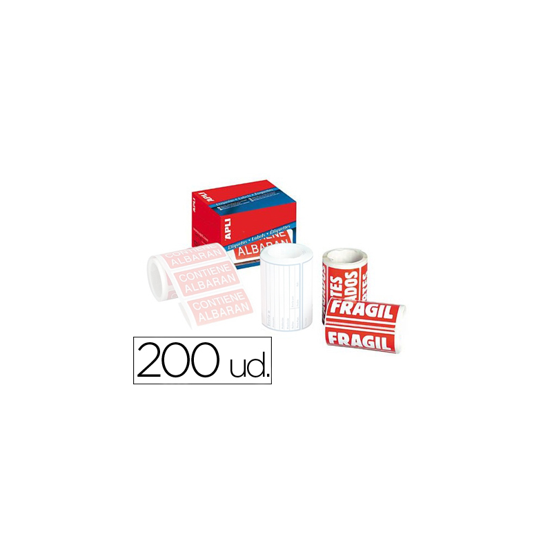 Etiquetas apli fragil 50x100 mm rollo con 200 unidades
