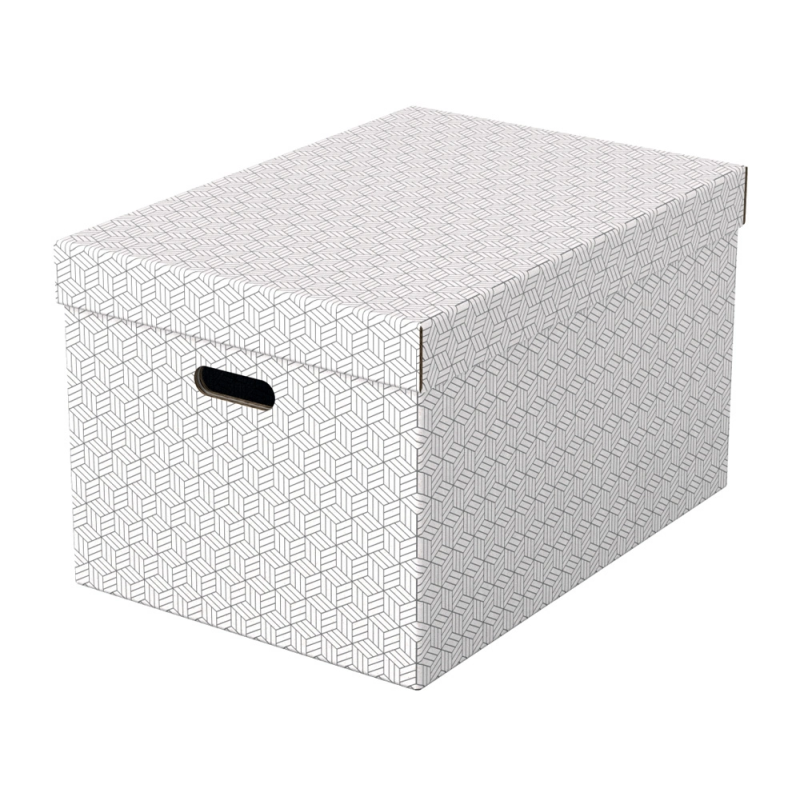 Caja almacenamiento esselte grande color blanco 510x355x305 mm pack de 3 unidades