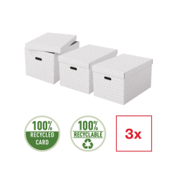 Caja almacenamiento esselte grande color blanco 510x355x305 mm pack de 3 unidades