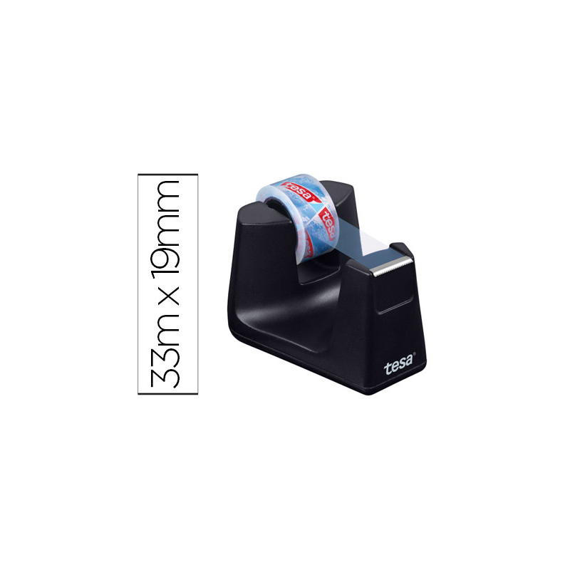 Portarrollo sobremesa tesa plastico easy cut smat para cintas de 33 mt color negro