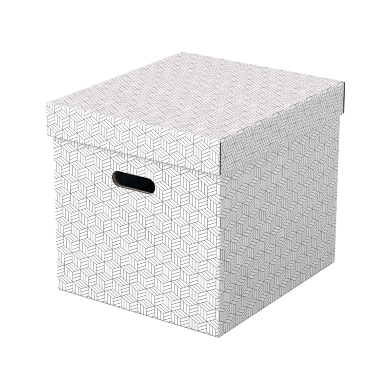Caja almacenamiento esselte cubica color blanco 365x320x315 mm pack de 3 unidades