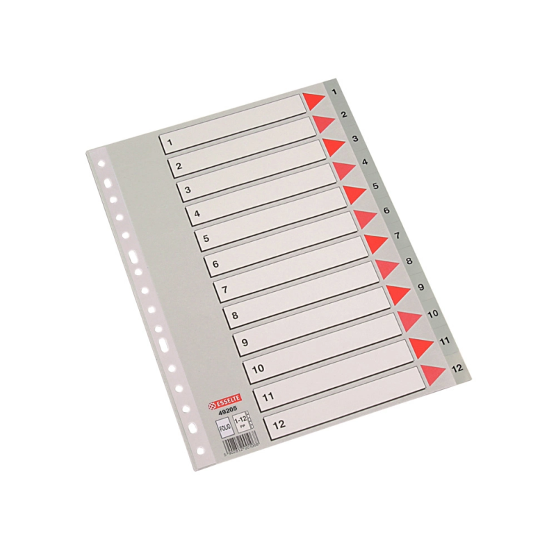 Separador numerico esselte plastico 1-12 juego de 12 separadores folio multitaladro