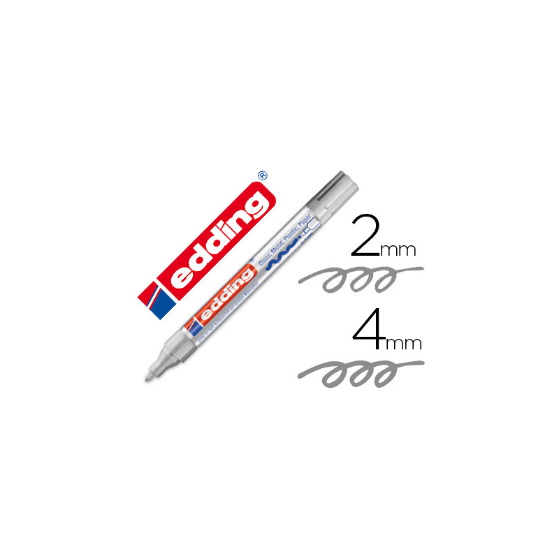 Rotulador edding punta fibra 750 plata punta redonda 2-4 mm