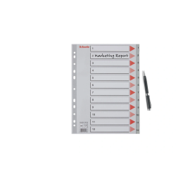 Separador numerico esselte cartulina 1-12 juego de 12 separadores folio multitaladro