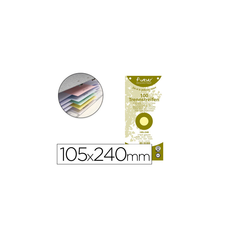Separador exacompta cartulina de 180 gr juego de 100 separadores 105x240 mm con 2 taladros color amarillo