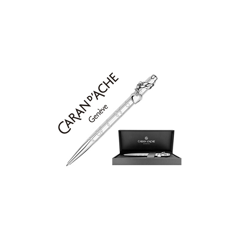 Boligrafo caran d'ache ecridor mademoiselle placado paladio corazon con estuche punta media
