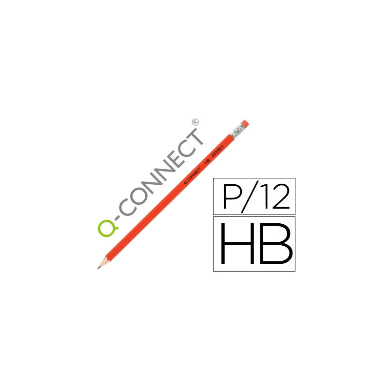 Lapices de grafito q-connect hexagonal con goma n.2 hb