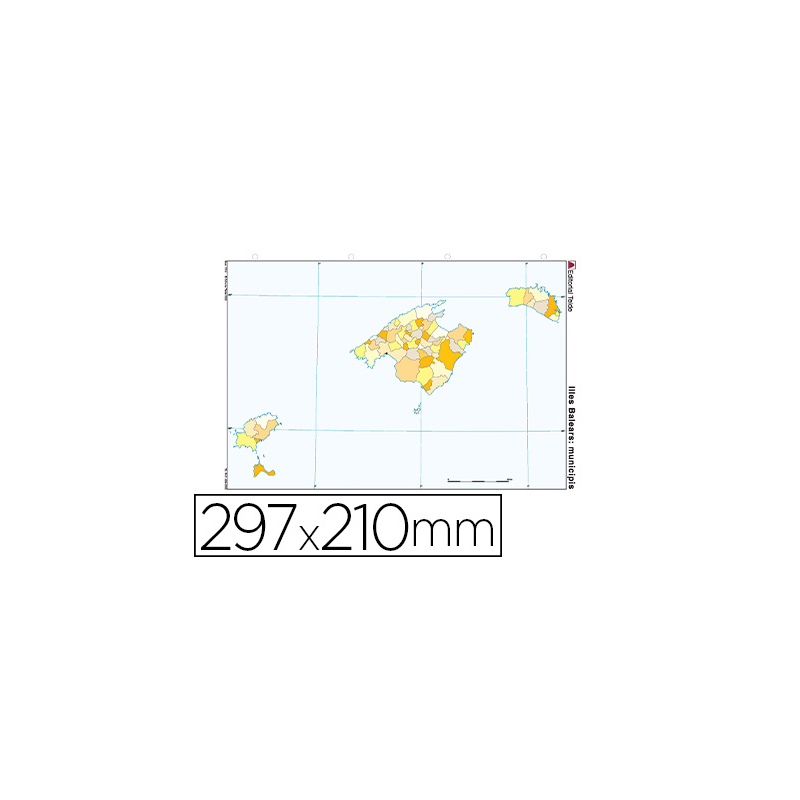 Mapa mudo color din a4 islas baleares politico
