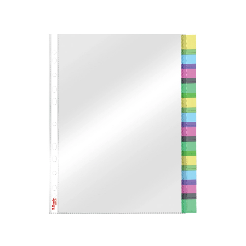 Funda multitaladro esselte con pestañas din a4 polipropileno cristal con refuerzo 85 mc pack de 12