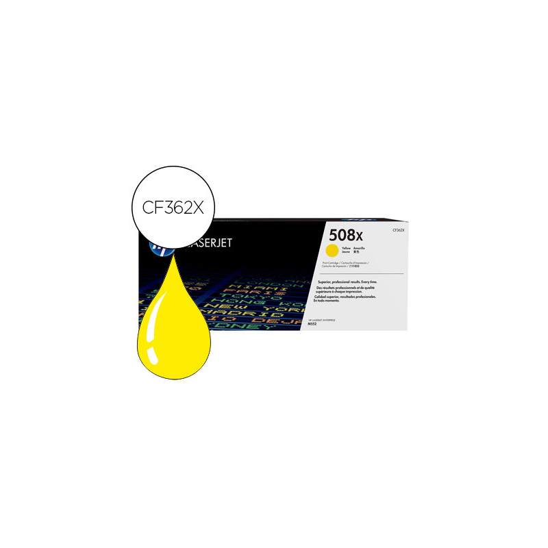 Toner hp 508x laserjet m552 / 553 / 577 amarillo 9.500 pag