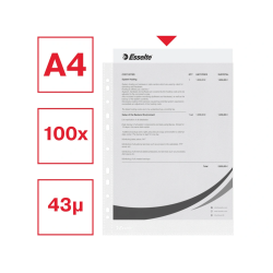 Funda multitaladro esselte din a4 polipropileno piel de naranja con refuerzo bolsa de 100 unidades