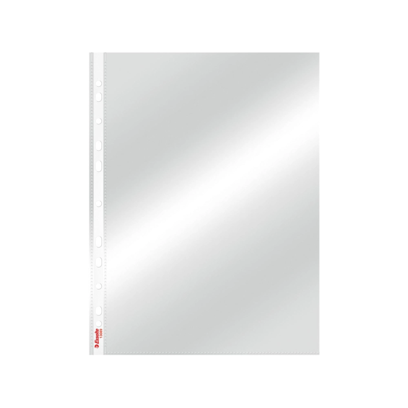 Funda multitaladro esselte din a4 polipropileno cristal con refuerzo bolsa de 100 unidades