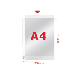 Funda multitaladro esselte din a4 polipropileno cristal con refuerzo bolsa de 100 unidades