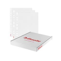 Funda multitaladro esselte din a4 polipropileno cristal con refuerzo bolsa de 100 unidades