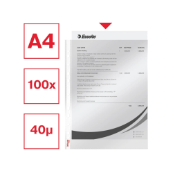 Funda multitaladro esselte din a4 polipropileno cristal con refuerzo bolsa de 100 unidades