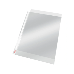 Funda multitaladro esselte din a4 polipropileno cristal con refuerzo bolsa de 100 unidades