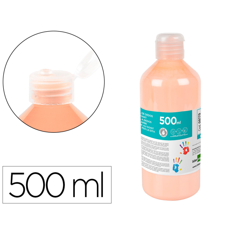 Pintura dedos liderpapel botella de 500 ml carne
