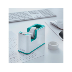 Portarrollo sobremesa leitz wow dual para cintas 33 mt color blanco/turquesa