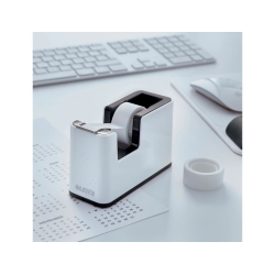 Portarrollo sobremesa leitz wow dual para cintas 33 mt color blanco/negro