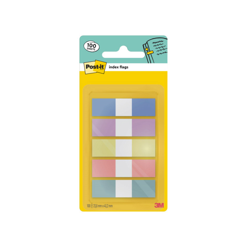Banderitas separadoras dispensador post-it index flags 683-5 pastelo 11,9x43,2 mm pack de 20 unidades x 5