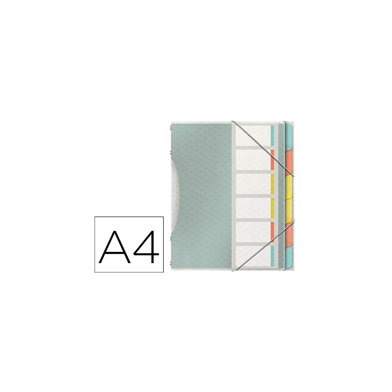 Carpeta esselte clasificadora colour ice polipropileno din a4 color transparente 6 separadores colores cierre
