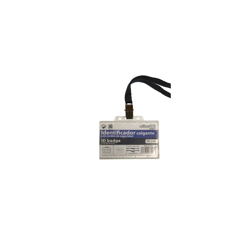 Identificador con cordon office box con cordon de seguridad negro