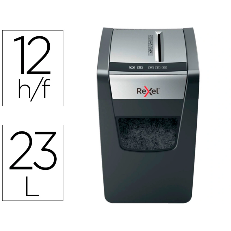 Destructora de documentos rexel momentum x312sl capacidad de corte 12 hojas destruye grapas y clips 23