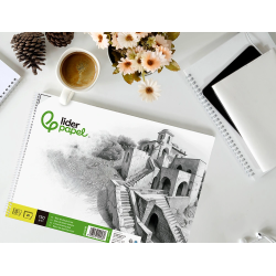 Bloc dibujo liderpapel lineal historico espiral 230x325mm 20 hojas 130g/m2 con recuadro perforado