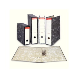 Archivador de palanca esselte folio carton jaspeado negro con rado lomo 75 mm