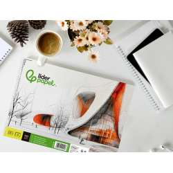 Bloc dibujo liderpapel lineal vanguardia espiral 230x325mm 20 hojas 130g/m2 con recuadro perforado