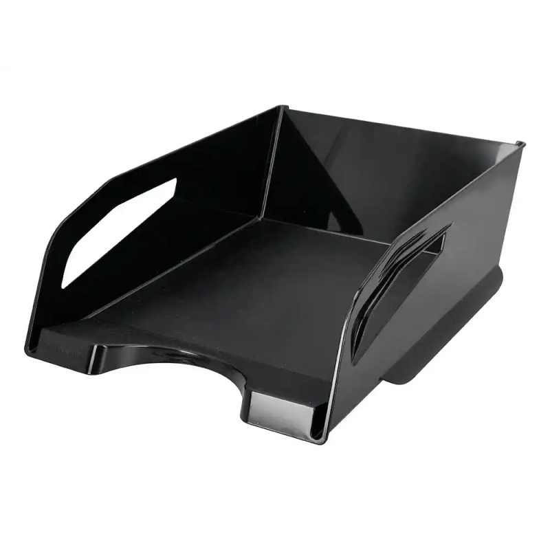 Bandeja sobremesa plastico q-connect gran capacidad con asa negro opaco 386x270x115mm