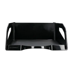 Bandeja sobremesa plastico q-connect gran capacidad con asa negro opaco 386x270x115mm