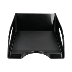 Bandeja sobremesa plastico q-connect gran capacidad con asa negro opaco 386x270x115mm