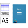 Cuaderno espiral liderpapel a5 pautaguia tapa blanda 40h 75gr cuadro pautado 2,5mm color azul