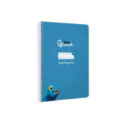 Cuaderno espiral liderpapel a5 pautaguia tapa blanda 40h 75gr cuadro pautado 2,5mm color azul