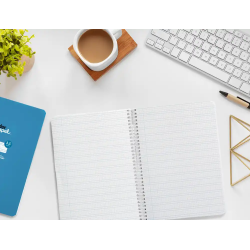 Cuaderno espiral liderpapel a5 pautaguia tapa blanda 40h 75gr cuadro pautado 2,5mm color azul