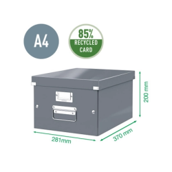 Caja almacenamiento leitz click&store wow carton reciclado color negro 281x200x369 mm