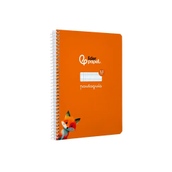 Cuaderno espiral liderpapel a5 pautaguia tapa blanda 40h 75gr cuadro pautado 2,5mm color naranja