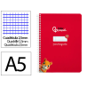 Cuaderno espiral liderpapel a5 pautaguia tapa blanda 40h 75gr cuadro pautado 2,5mm color rojo